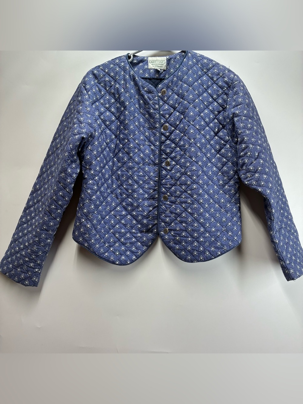 Vintage Les Olivades Small Blue Paisley Quilted Jacket Blue Cottage Cotton Farm